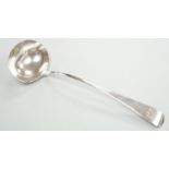 A late George III silver Old English pattern soup ladle, Hougham, Royes & Dix, London,1817, 32.