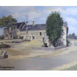 Vincenzo Vinciguerra (b.1922), gouache, 'La Chapelle sur Loire', signed, 48 x 56cm