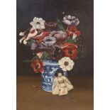 Arthur Royce Bradbury (1892-1977), oil on canvas, Still life of peonies in a vase, signed, 40 x