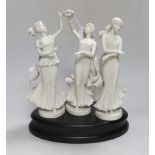 Wedgwood for Compton and Woodhouse, the three graces, raised on an oval stand, each numbered 365