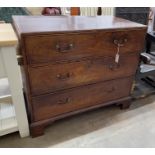 A George III mahogany three drawer chest, width 105cm, depth 55cm, height 92cm