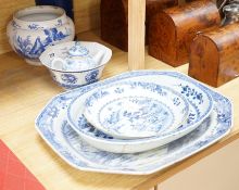 A group of 18th/19th century Chinese blue and white porcelain, including a Kangxi figure painted
