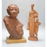 Marcus Cornish (1964-) - ‘’Refugee’’, a terracotta sculpture and one other terracotta sculpture of a