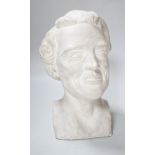 A plaster bust, artist who created St Mary de Haura glass windows, 25cm high