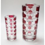 Two French studio ruby flashed glass vases, largest 24cm high