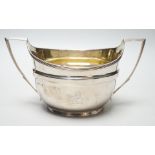 A George III silver two handled oval sugar bowl, John Emes, London, 1802, length 19.2cm over