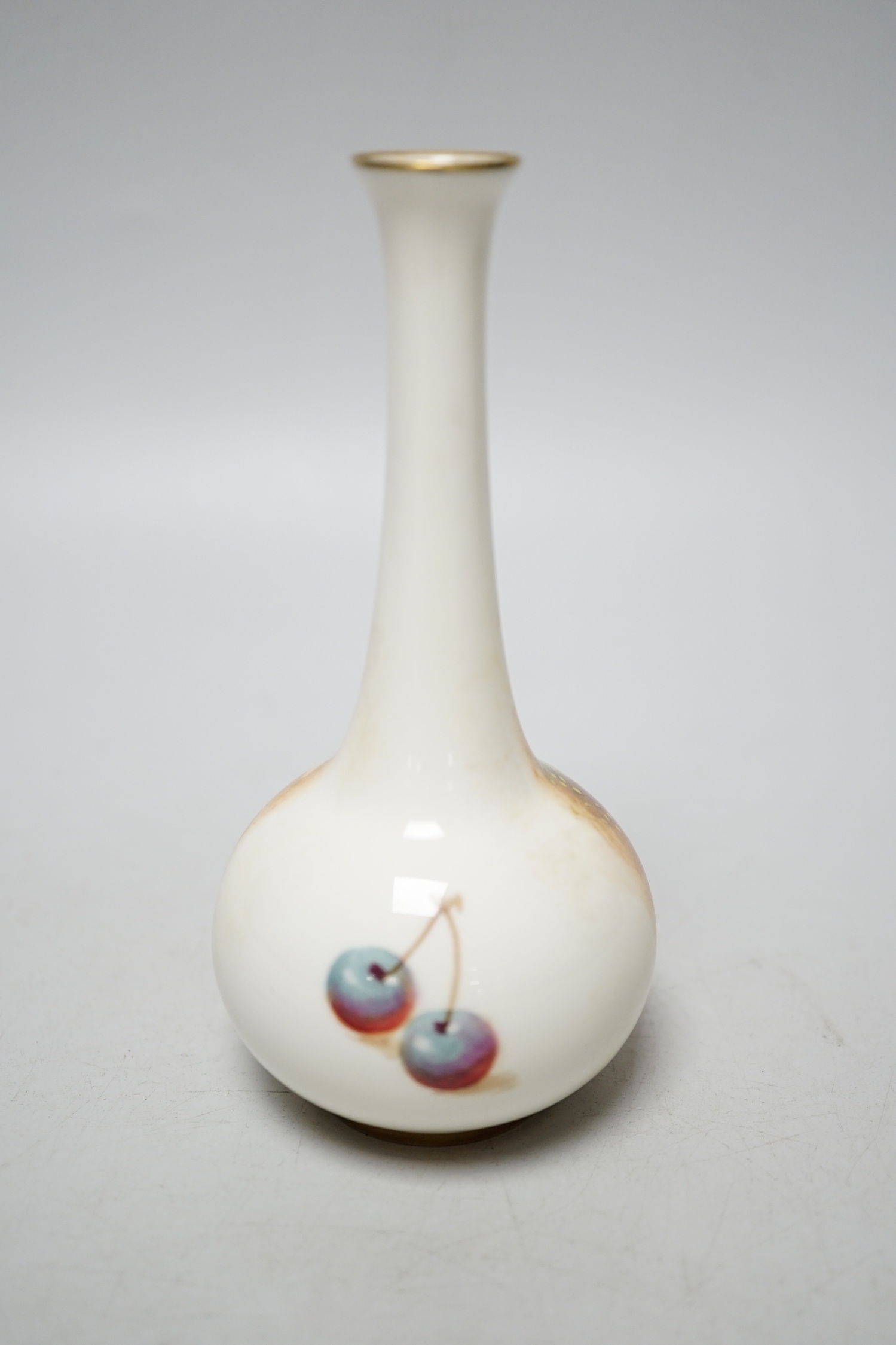 A Royal Worcester amphora shaped vase painted with fruit by Roberts, signed, black mark, shape 2491 - Image 4 of 6