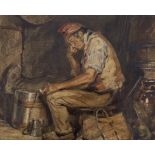 C. Mitchell (19th C.), watercolour, 'Idle moment', 17 x 22cm