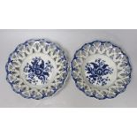 A good pair of Worcester pieced baskets of impressive size printed with the Pine Cone pattern