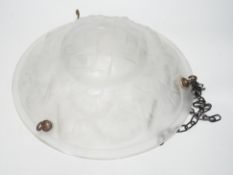 An Art Deco French glass plafonnier, signed Degue, 33cm in diameter