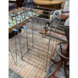 A French wrought iron wine cage, width 55cm, depth 44cm, height 102cm