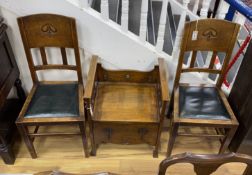 William Neatby (1860-1910) - A pair of Arts and Crafts oak side chairs, width 45cm, depth 42cm,