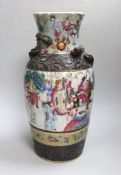 A Chinese famille rose crackle glaze vase, early 20th century, 36.3cm.