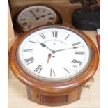 An Edwardian mahogany single fusee wall timepiece, The dial signed Warden Woolwich, the movement