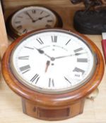 An Edwardian mahogany single fusee wall timepiece, The dial signed Warden Woolwich, the movement