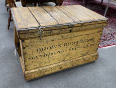 A Victorian iron bound shipwright's carpenter's chest marked Brown Brothers of Southampton,