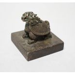 A Chinese bronze ‘Lónggui’ (dragon turtle) seal, 5cm