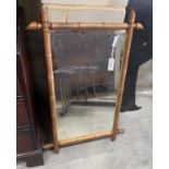 A late 19th century French rectangular faux bamboo wall mirror, width 64cm, height 98cm