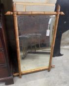 A late 19th century French rectangular faux bamboo wall mirror, width 64cm, height 98cm