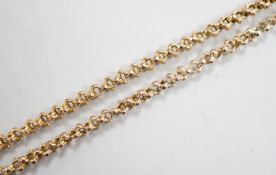 A 9ct gold guard chain, 118cm, 22.3 grams.