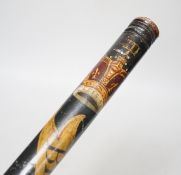 An unusually large George III horse mounted police constable's wooden truncheon, hand painted and