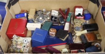 A large quantity of assorted collectables and curios including stick pins, brooches, pens, Links