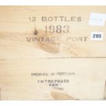 12 bottles of Warres vintage Port, 1983, in OWC.