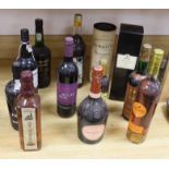 Collection of mixed spirits and port including Churchills reserve and Cockburns special reserve