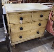 A small Victorian pine chest with painted grain, width 89cm, depth 46cm, height 92cm