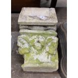 A pair of stone capitals, width 26cm, depth 18cm, height 24cm