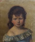 H. Grosmann (19th C.), oil on canvas, Portrait of a girl, signed and dated 1884, label verso, 37 x