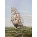 Ambrose, oil on canvas, Clipper ship at sea, signed, 40 x 29cm