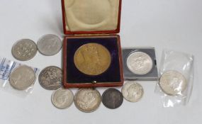 Two Victorian crowns and minor coins