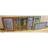 Greek School, six assorted colour prints, reproductions of Icons, largest 56 x 37cm