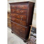 A George III mahogany chest on chest, width 112cm, depth 59cm, height 181cm