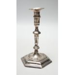 A George II cast silver taper stick, James Gould, London, 1732, 10.8cm, 3oz, with later? unmarked