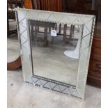 A Venetian style rectangular wall mirror, width 72cm, height 60cm