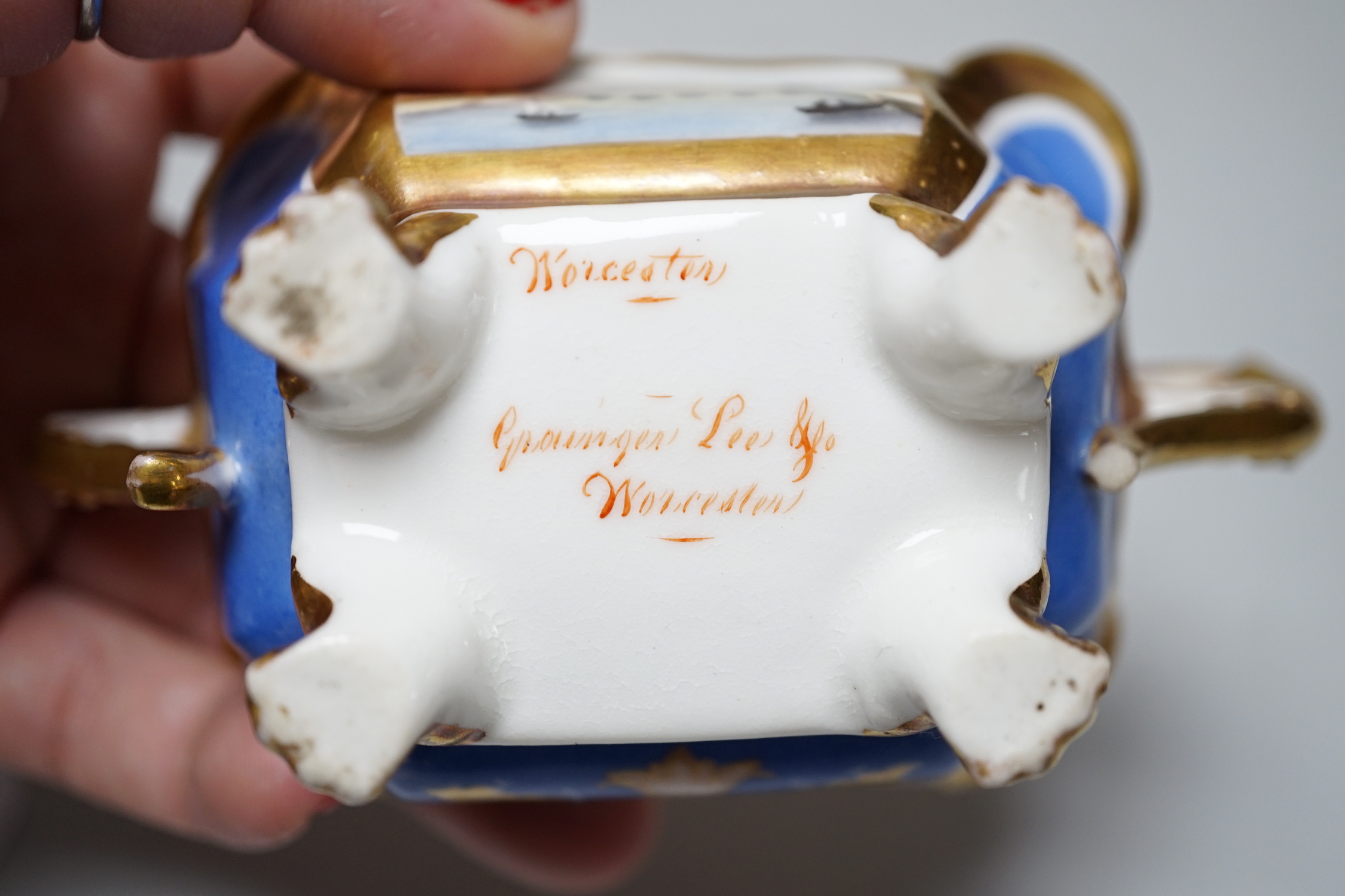 A Grainger Lee and co. miniature pot pourri vase with pierced cover, decorated with a view of - Image 3 of 8