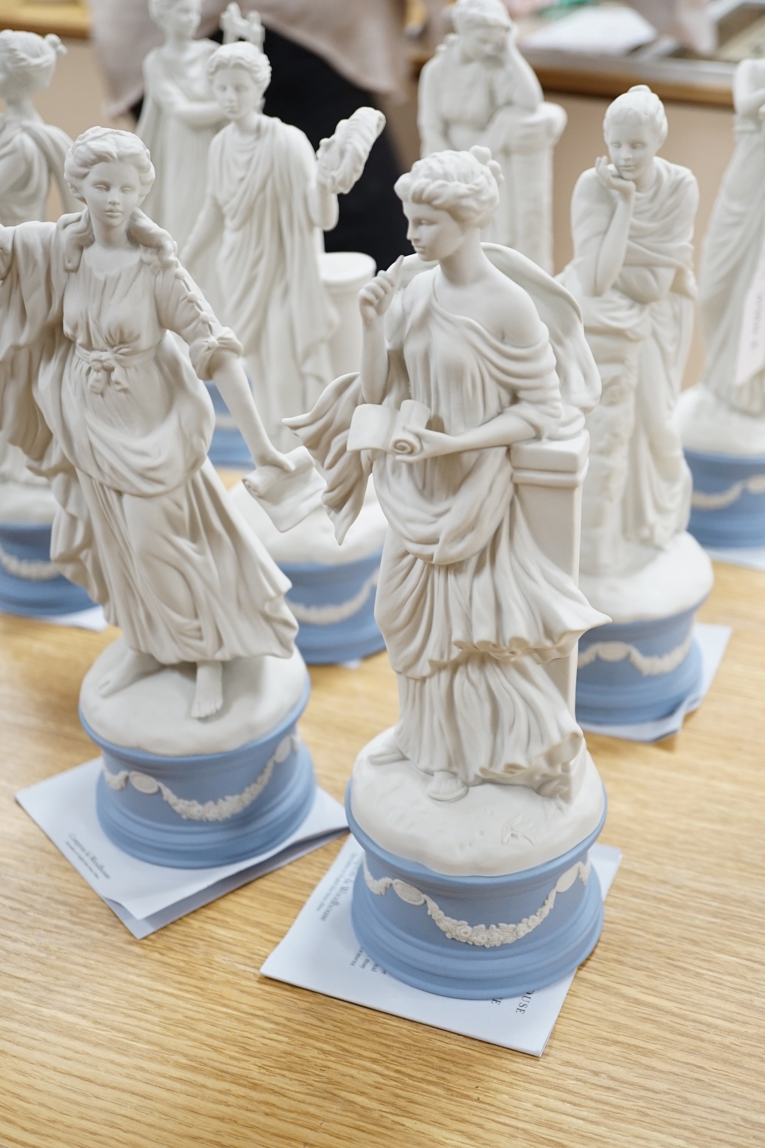 A set of nine Compton Woodhouse for Wedgwood 'dancing hours' figurines, each with certificate of - Image 3 of 4