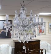 A glass lustre drop 8 branch chandelier