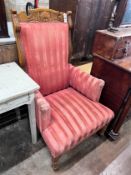 An Edwardian walnut armchair