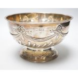 A late Victorian demi-fluted silver pedestal rose bowl, James Deakin & Sons Ltd, Sheffield, 1896,