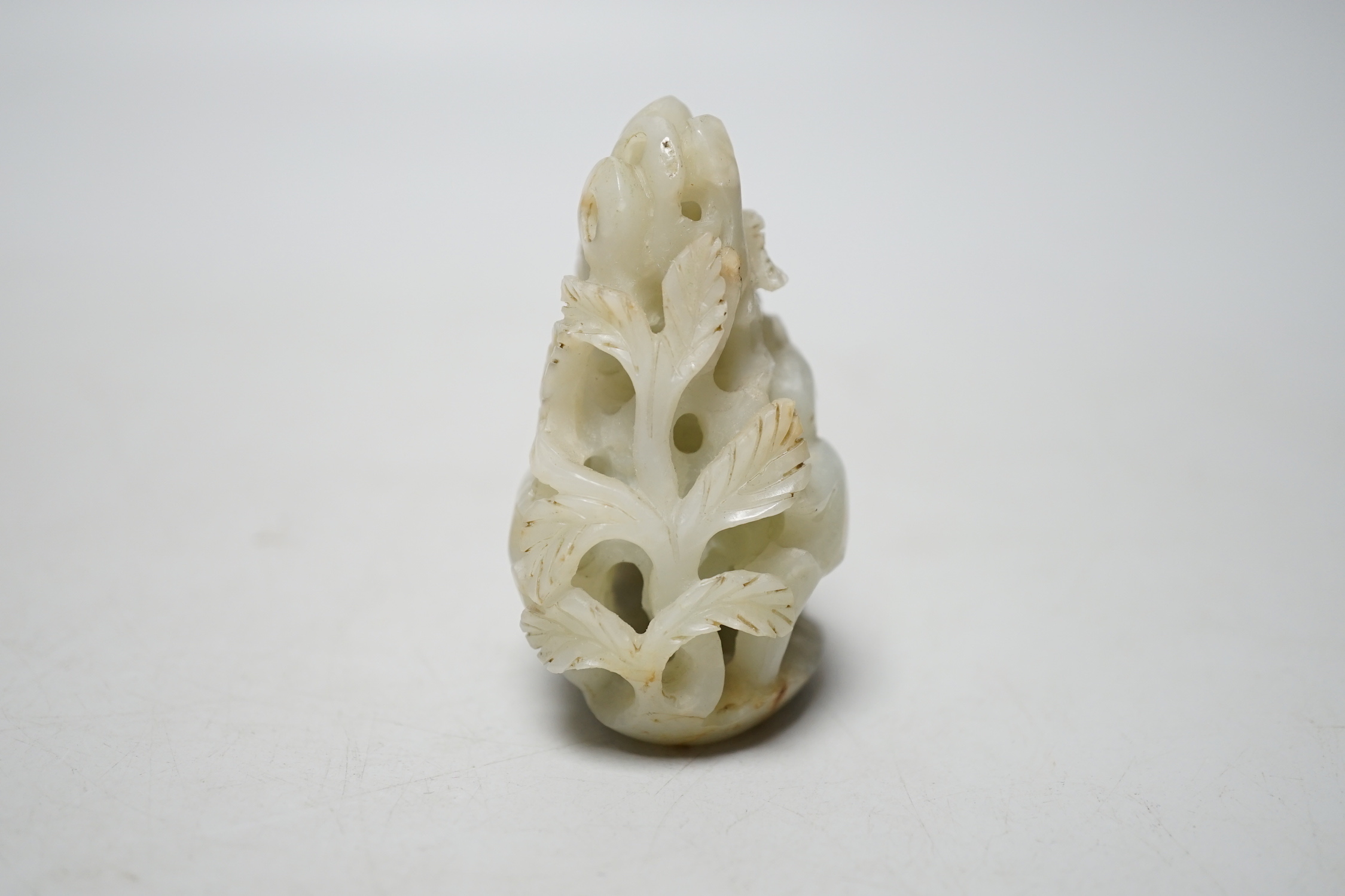 A Chinese pale celadon jade ‘deer’ carving, 7cm - Image 4 of 5