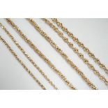 Two 9ct gold chains including triple strand twist, together with a 9c chain, gross weight 34.6