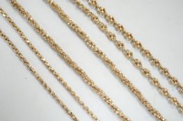 Two 9ct gold chains including triple strand twist, together with a 9c chain, gross weight 34.6