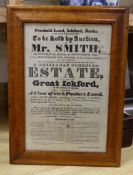 Mr. Smith, 1828, Auction Poster / Notice, maple framed, 24cm wide, 38cm high