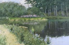 Norman Wilkinson (1878-1971), watercolour, 'Two Lakes', signed, 35 x 53cm