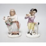 A pair of late 18th century Ludwigsburg porcelain figures, tallest 14cm