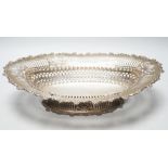 A late Victorian pierced silver oval bowl, Matthew John Jessop, Birmingham, 1900, length 32.7cm,