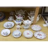 Collection of 18th century and Regency porcelain tea and coffee ware including teapots hand